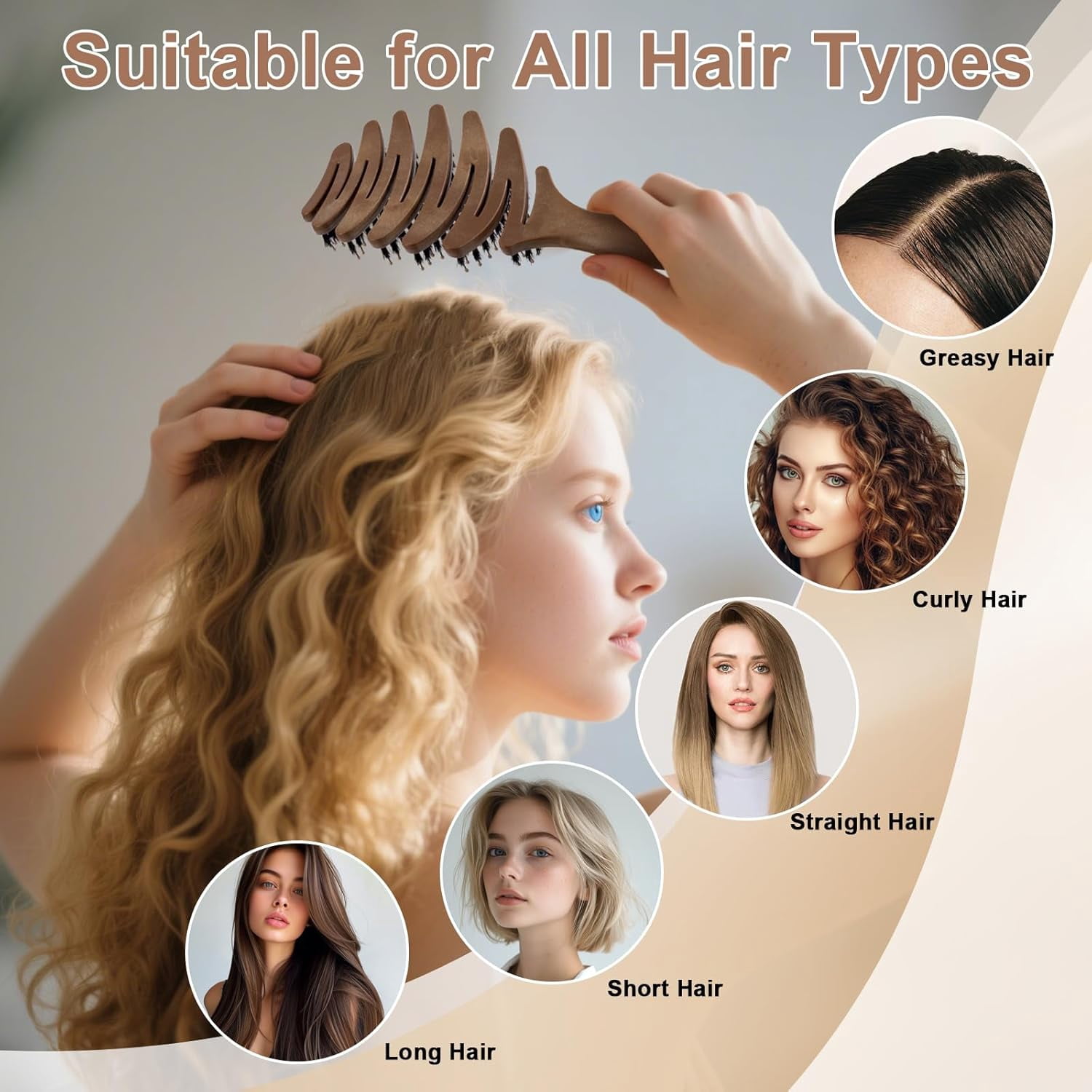 Gentle Scalp Massage Boar Bristle Hair Brush for Fine Hair, Ultimate Smoothing Vented Detangler Wet Brush for Women – A Great Gift