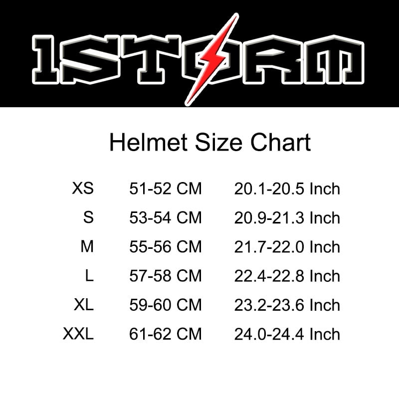 1storm helmet size chart