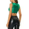 thumbnail image 3 of INSPIRE CHIC Women's Tank Tops Sleeveless Cut Out Clubwear Shiny Metallic Crop Tops M Green, 3 of 6