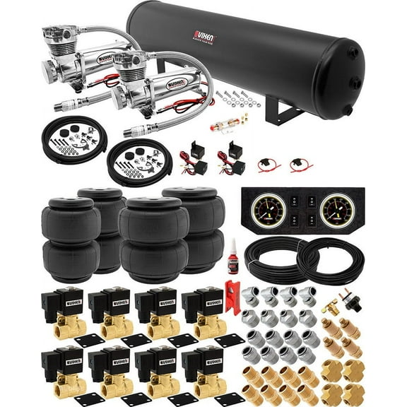 Vixen Air Suspension Kit for Truck/Car Bag/Air Ride/Spring. On Board System- Dual 200psi Compressor, 5 Gallon Tank. For Boat Lift,Towing,Lowering,Load Leveling,Onboard Train Horn VXX1209PB/4852DC
