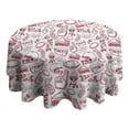 thumbnail image 4 of Red Football Event Elements Pattern Round Tablecloth 60"x60",Wrinkle Wipeable Table Cloth for Kitchen Dining Room Picnic Patio Party, 4 of 6