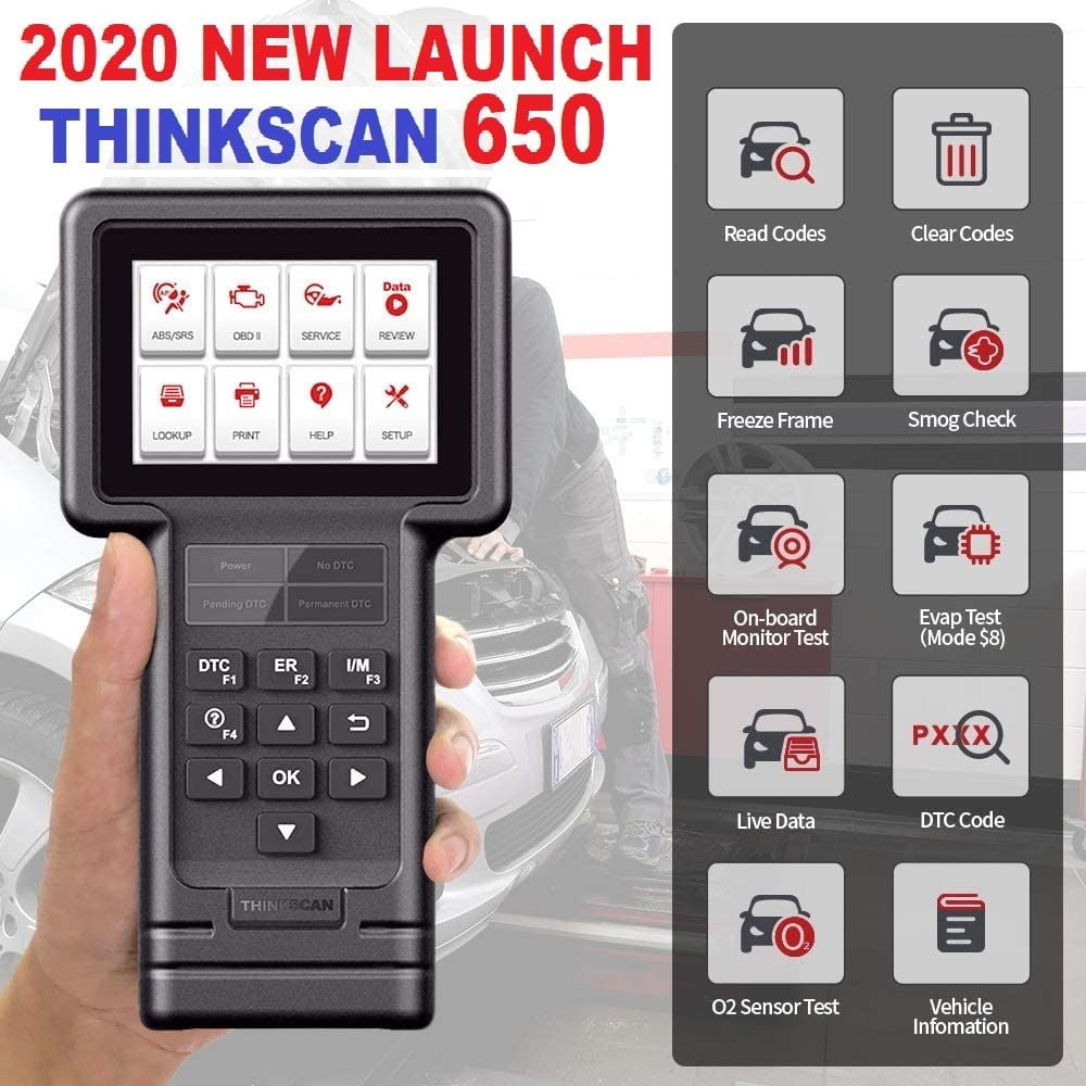 THINKSCAN 650 OBD2 Scanner, for ECM TCM ABS SRS Systems, EOBD, OBD II
