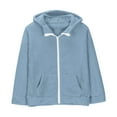 thumbnail image 3 of MKOSPLRT Kids Hoodies Zip Up Long Sleeve Fuzzy Fleece Sweatshirts Oversized Drop Shoulder Jackets Solid Color Coats with Pocket 5-13Years, 3 of 7