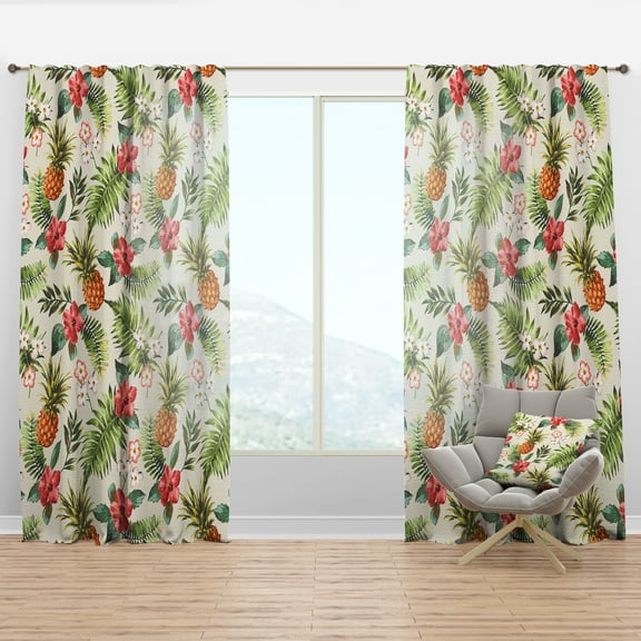 Designart 'Tropical Pineapple Mood VII' Floral Curtain Panel