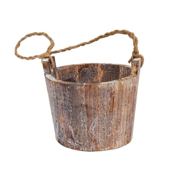 Yardwe Wood Barrel Planter Hanging Succulent Pot with Handmade Hemp Rope logs Round Garden Flower Pot for Indoor & Outdoor