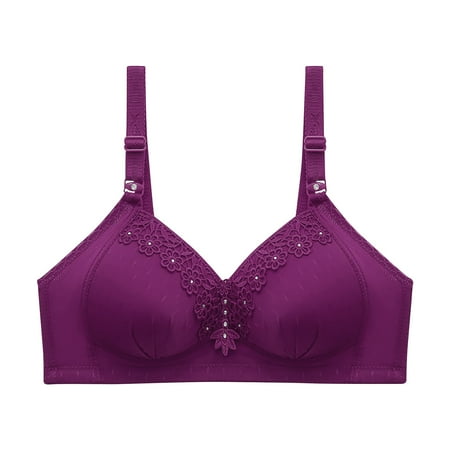 

HAPIMO Everyday Bras for Women Stretch Underwear Comfort Daily Brassiere Gathered Rimless Soft Comfortable Breathable Lingerie Seamless Push Up Camisole Sales Purple L