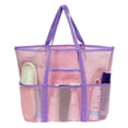 thumbnail image 3 of YIBONIKA Large Mesh Beach Bag Tote with Small Toy Bag for Mom & Kids Summer 2025 Foldable Patchwork Bag with Pockets, Parent-child Casual Bag, Pink, 3 of 6