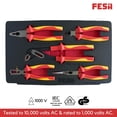 thumbnail image 2 of FESA - Juego de alicates aislados para electricista profesional, 1000 V, 5 piezas, con mordazas de c, 2 of 7