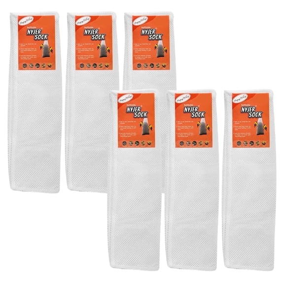 Happy Wings 6 Pack Refillable Instant Sock Feeder for Wild Bird Seed (for Nyjer & Finch Blend) - Dry