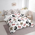 thumbnail image 2 of Castle Fairy Kawaii Bow Billiard Sport Full Size Bedding Sets 7 Pieces, Stars Leopard Print Full Size Bed in a Bag, Black Red Brown, 2 of 7