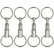 4 Pack Quick Release Detachable Pull Apart Keychain Silver Dual Key Ring Snap Lock Holder