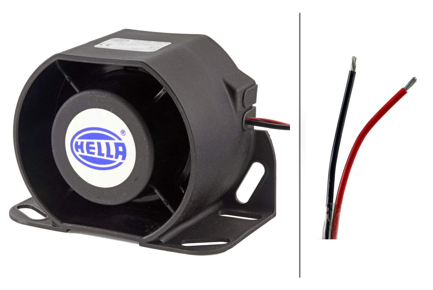 HELLA 996139001 Back-Up Alarm – 87dB, 1200Hz, ECE Certified, Bolted Mount, Open Cable Ends