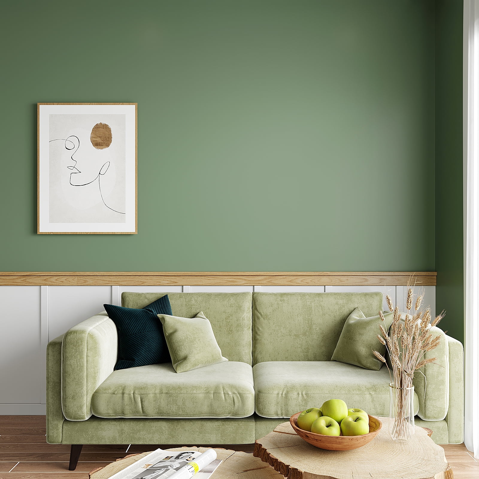 VEELIKE Vintage Green Wallpaper Self Adhesive Olive Green Contact Paper for Cabinets 15.7''x354" Green Peel and Stick Wallpaper for Bedroom Bathroom Removable Vinyl Wallpaper for Walls Countertop