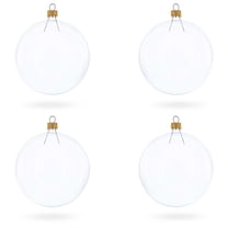 Set of 4 Clear Glass Ball Christmas Ornaments DIY Craft 4 Inches