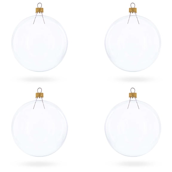 Set of 4 Clear Glass Ball Christmas Ornaments DIY Craft 4 Inches