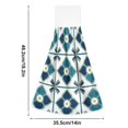 thumbnail image 6 of Yayeee Kitchen Hanging Hand Towels Set of 2 with Loop Bathroom Absorbent Tie Towel, Blue Mosaic Pattern, 6 of 7