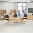 thumbnail image 3 of Bush Business Furniture 96W x 42D Boat Shaped Conference Table with Wood Base in Natural Maple, 3 of 7