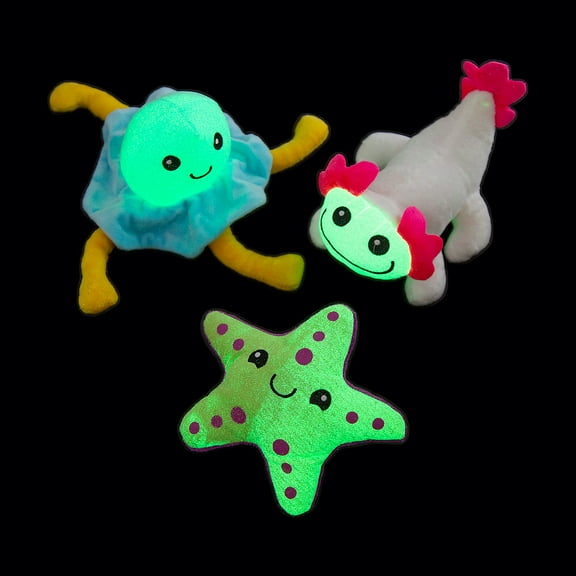 Fun Express Glow-in-the-Dark Stuffed Sea Creatures - 6 Pc