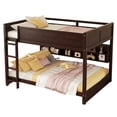 thumbnail image 7 of Harper & Bright Designs Bunk Bed Queen over Queen with Storage Cabinets, Queen Wood Bunk Bed Frame with Charging Station, Guardrails and Ladder, Brown, 7 of 7