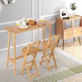 thumbnail image 2 of Gymax 3PCS Ensemble de Table de Bar en Bambou Table à Manger Haute de 48'' avec 2 Tabourets Pliables Naturels, 2 of 10