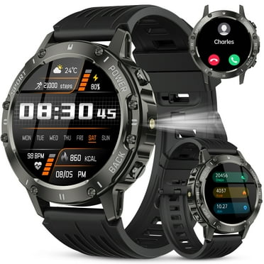 Tikland Military Smart Watch for Men Answer/Make Call for Android iPhone, 1.39" AMOLED HD Screen Mens Luxury Watch 114 Sports Modes, 400mAh Rugged Smartwatch Pedometer