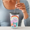 thumbnail image 3 of CafePress - Peppa Pig: My Family - 16 Ounce Classic Clear Insulated Double Wall Tumbler Cup with Lid Straw , Reusable, 3 of 5