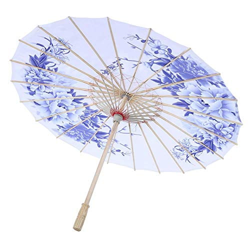 Simlug Oiled Paper Umbrella, Handmade Chinese Oiled Paper Umbrella, Windproof Women Handmade Chinese Classical Dance Parasol (Blue)