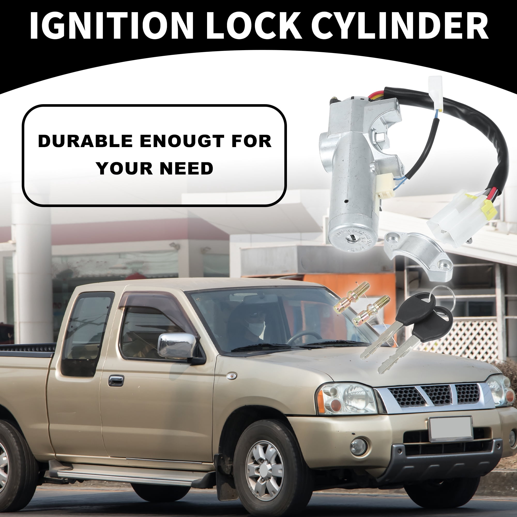 Unique Bargains Ignition Lock Cylinder W/ Keys No.D87004S100 - Car Ignition Switch Lock