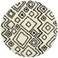 thumbnail image 3 of SAFAVIEH Belize Haven Abstract Plush Shag Area Rug, Ivory/Charcoal, 6'7" x 6'7" Round, 3 of 6
