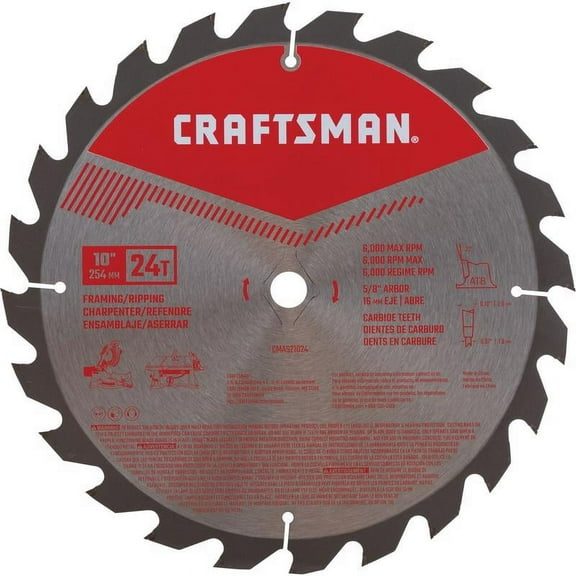 Craftsman Framing/Ripping Saw Blade,10" 24T CMAS21024