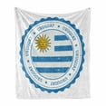 thumbnail image 1 of Uruguay Soft Flannel Fleece Throw Blanket, Circular Old Grunge Stamp Look Design with Country Nape and Map, Cozy Plush for Indoor and Outdoor Use, 60" x 80", Sea Blue White, by Ambesonne, 1 of 6