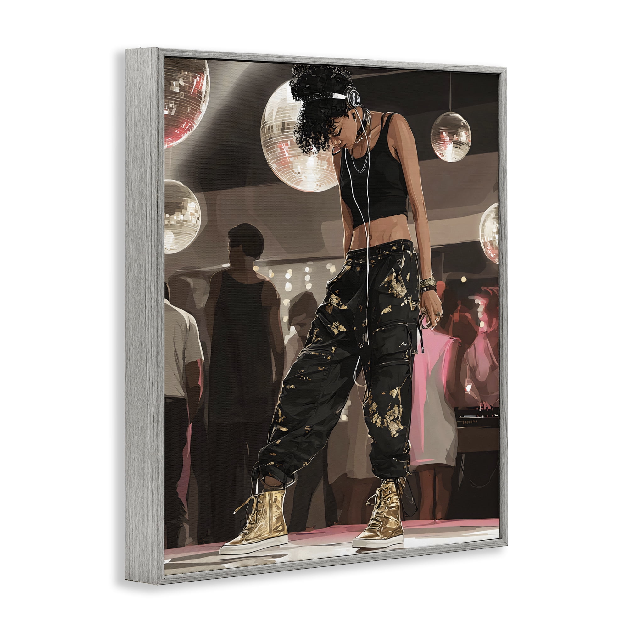 Stupell Industries Silent Disco Lone Dancer Gray Framed Giclee Art, design by Franklyn Gregory