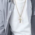thumbnail image 3 of Coptic Ankh Cross Religious Pendant Necklace for Men Women, Stainless Steel Cross Silver/Gold/Black Cross Pendant with 24" Chain, 3 of 5
