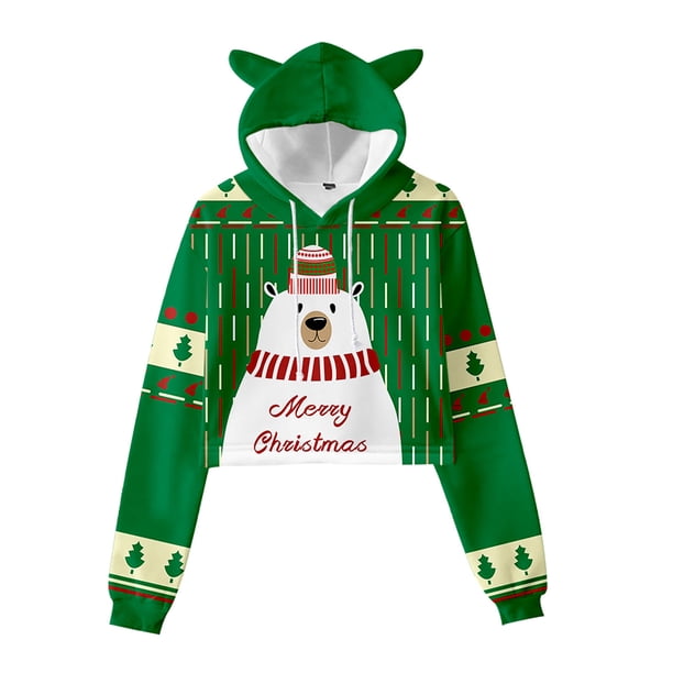 Sudaderas Navideñas Para Mujer Vintage Divertidas de Manga Larga Con Cuello Redondo Shift Printed Tops Odeerbi ODB209464