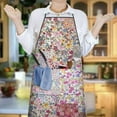 thumbnail image 6 of Pioneer Flower Floral Print Pattern Apron-Garden Aprons for Women with Pockets-Cotton Linen Waterproof Kitchen Cooking Gardening Aprons Adjustable for Kitchen,Cooking,BBQ and Salon 33x27 Inch, 6 of 7