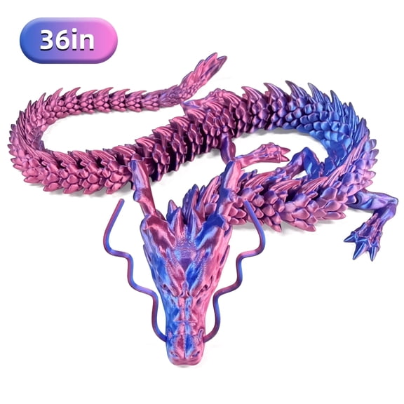 3D Printed Dragon, Cool Colorful 3D Printer Articulated Dragon Toy for Kids, 36 inch 3D Printed Easter Dragon ADHD Fidget Toys , Home Office Figurine Decor
