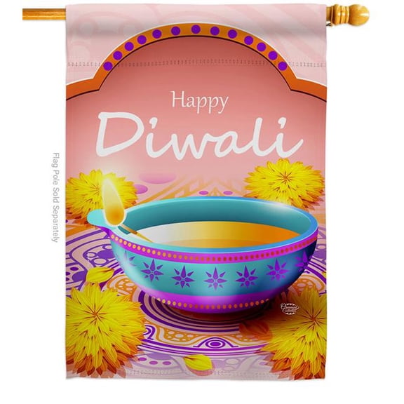 Ornament Collection H192467-BO Happy Diwali Celebration Double-Sided Garden Decorative House Flag, Multi Color