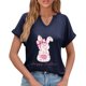 thumbnail image 5 of Corto para las Mujeres Casual Verano 2025 Pascua Impresión V-Cuello Camiseta, Ligero 95% Poliéster 5% Spandex Top para Toda la Temporada Hogar Y Diario, 5 of 7
