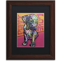 Trademark Fine Art 'Puppy Love' Canvas Art by Dean Russo, Black Matte, Wood Frame