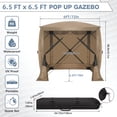 thumbnail image 6 of SANOPY Pop up Gazebo 6.5'x6.5' Gazebo Canopy Tent with Netting & Sidewalls for Outdoor with Carrying Bag, Khaki, 6 of 9
