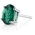 thumbnail image 2 of 1.47 ct Oval Shape Green Created Emerald Stud Earrings in 14K White Gold, 2 of 3