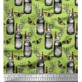 thumbnail image 1 of Soimoi Green Cotton Voile Fabric Insect,Lavender & Vintage Bottle Printed Fabric 1 Yard 56 Inch Wide, 1 of 1