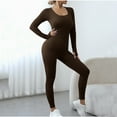 thumbnail image 4 of Lenpel Jumpsuits for Women Long Sleeve Square Neck Backless Ribbed Yoga Romper Seamless Workout Overalls, 4 of 4