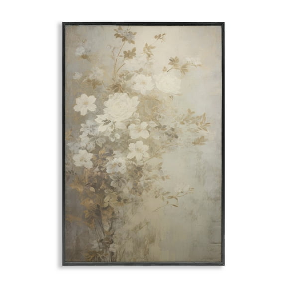 Stupell Industries Muted Vintage Florals Floral Painting Black Framed Art Print Wall Art, 12 x 18