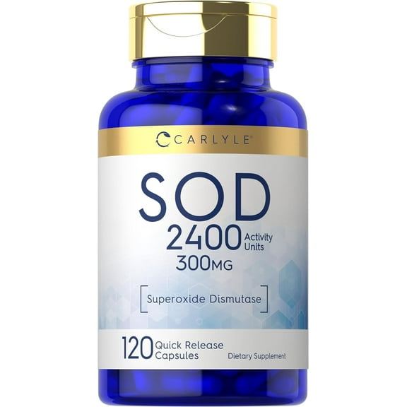 SOD Supplement | Superoxide Dismutase | 300mg | 120 Capsules | by Carlyle