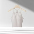 thumbnail image 2 of BiZtdJrK Womens Cotton Camisole Tops Spaghetti Strap Racerback Sleeveless Cropped Tank Tops Fashion Going Out Tanks with Built in Bra Khaki S, 2 of 10