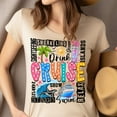 thumbnail image 4 of Colorful Cruise Word Art Shirt – Drink, Swim, Relax Graphic Tee for Women & Men, Maroon, Size L, 4 of 6