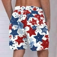 thumbnail image 3 of Chiccall Mens Independence Day Patriotic Day Graphic Shorts Plus Size Summer Elastic Waist Drawstring Pocket Swim Trunks White ①, 3 of 4