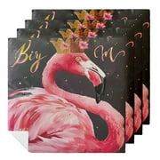 WYYP Flamingo Crown Maximalism Polyester Reusable Napkins for Events Party Dinner Decoration 4 PCS
