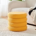 thumbnail image 3 of Tcbosik Upholstered Storage Ottoman in Teddy Fleece, 18.3" Round Footstool with Hidden Storage, Plush Multi-Purpose Seat, Dressing Stool, Sofa Footrest, No Assembly Needed, Yellow, 3 of 6